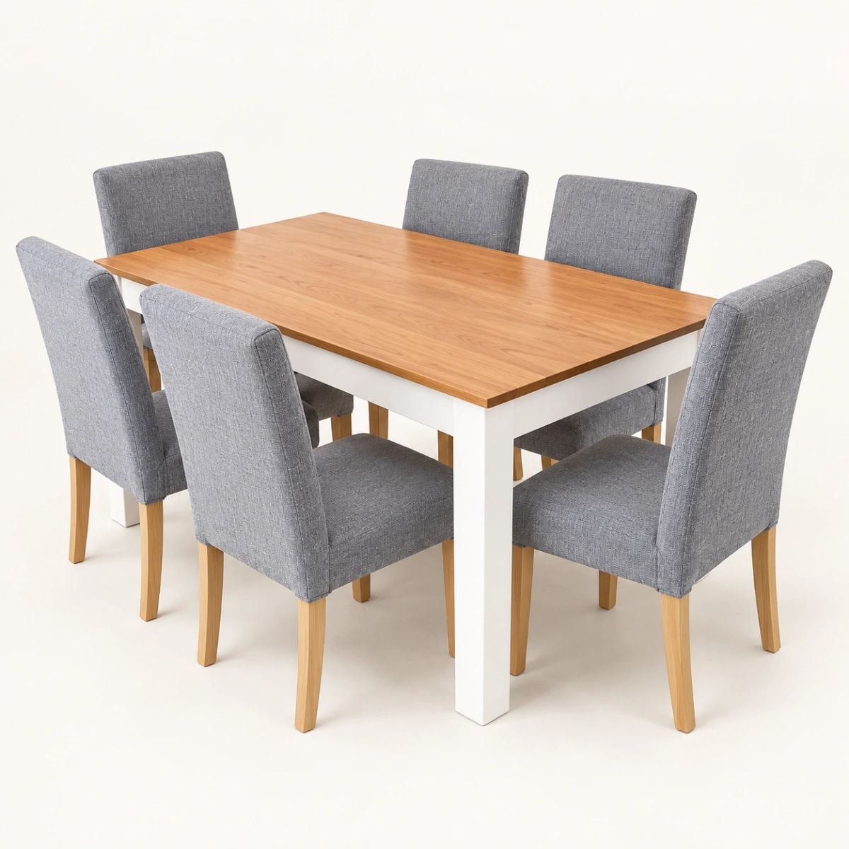 Mesa tapa paraíso con seis sillas chenille