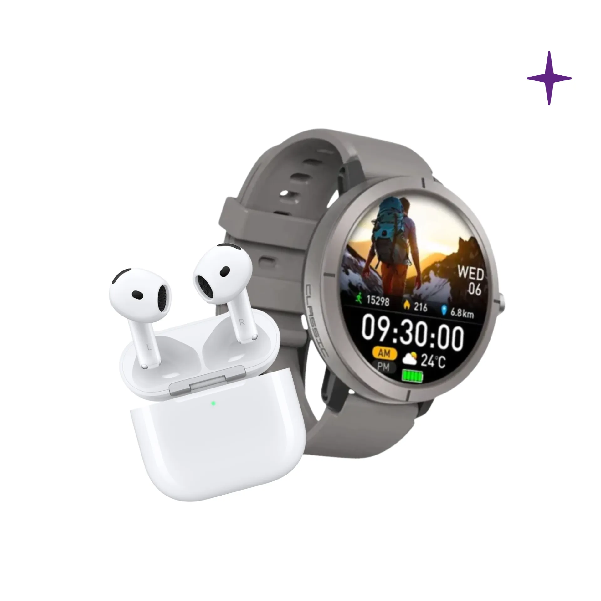 Smartwatch DM 76 GPS - Sumergible + Airpods 4ta GEN ANC